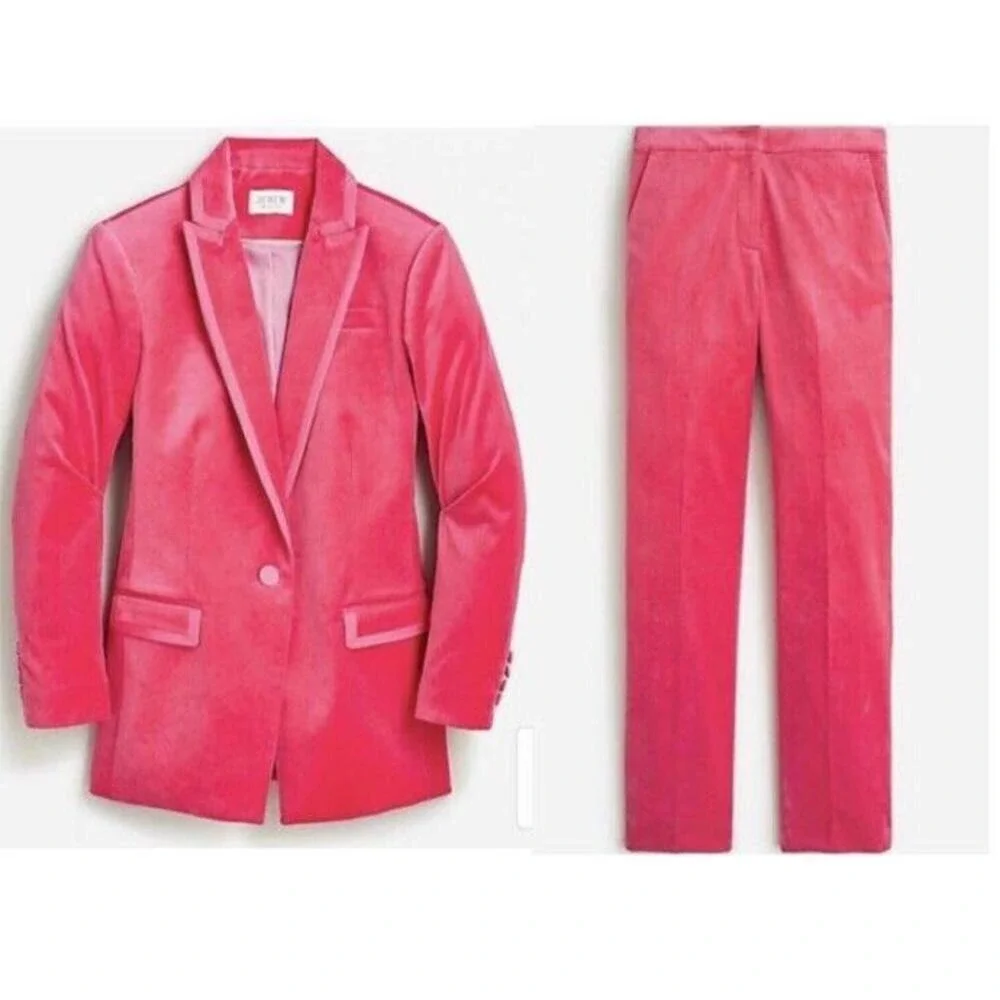 J. Crew Willa Blazer Suit Jacket Dragon Fruit Pink Size 2 Velvet EUC